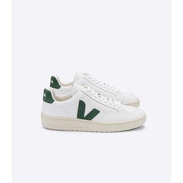 Veja V-12 LEATHER Sneakers Dames White/Green | BE 671KOR